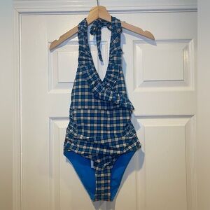 NWT Ganni Plaid One Piece Swimsuit